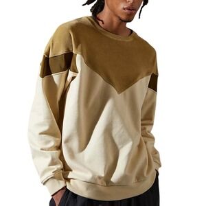 Standard Cloth Urban Outfitters Olive Colorblock Velour Cotton Sweatshirt Size L